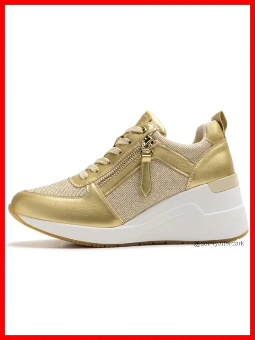 Women's Wedge Sneakers Platform Tennis Shoes with Lace-Up Closure - Breathable